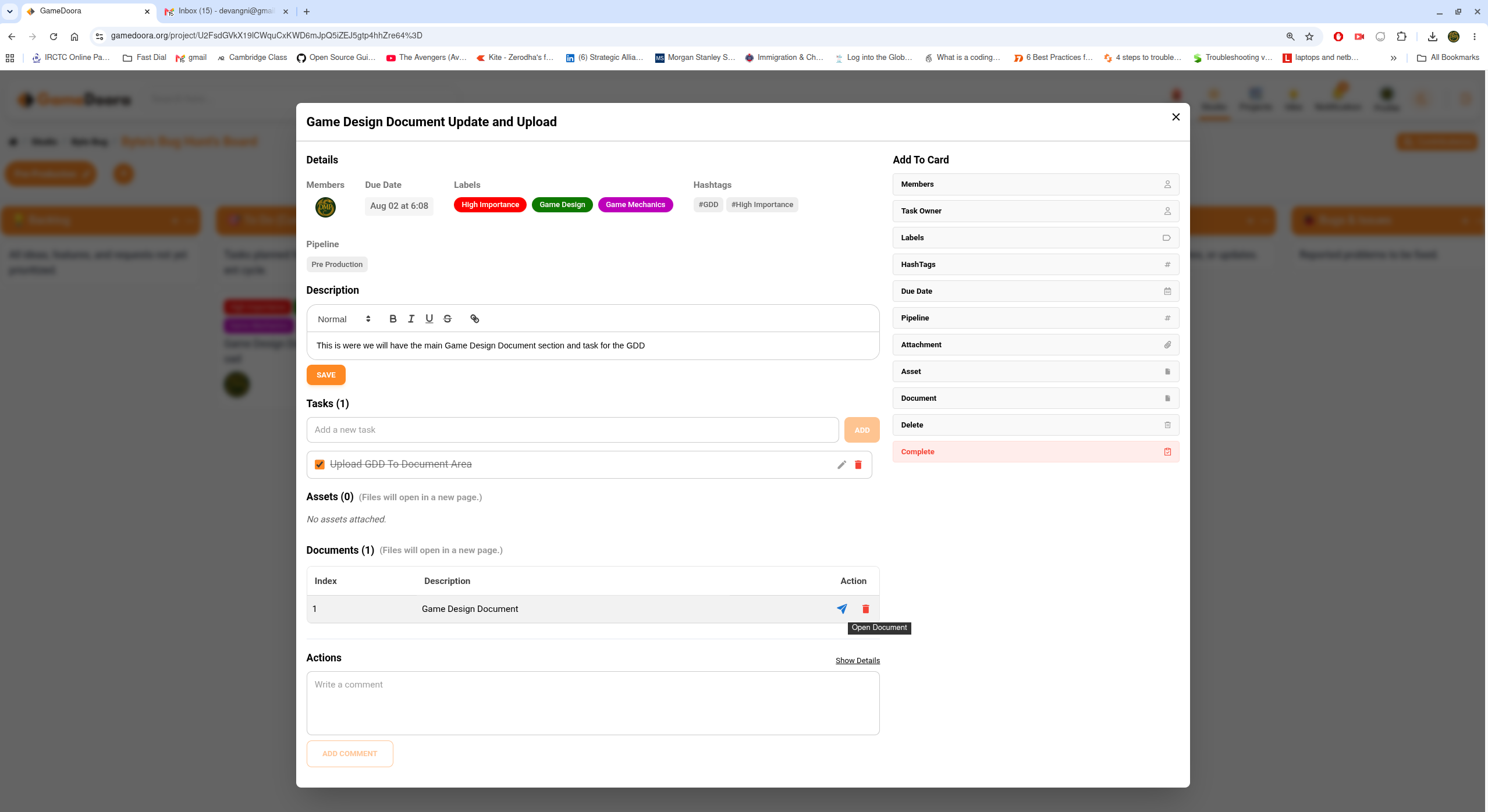 Linked document opening in a new tab