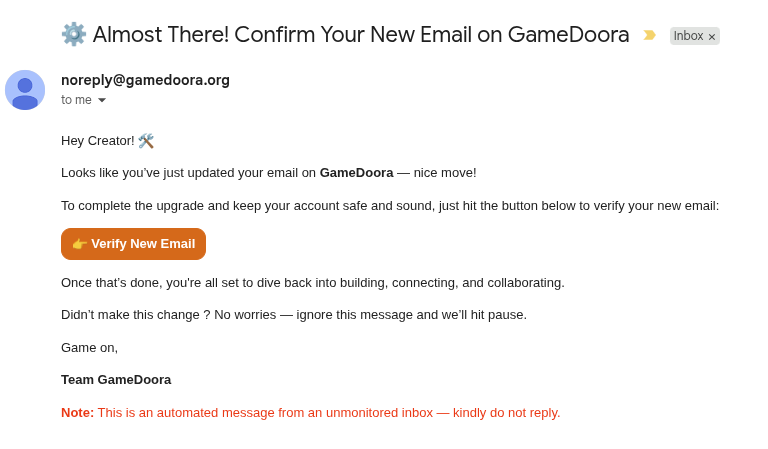 Email notification example