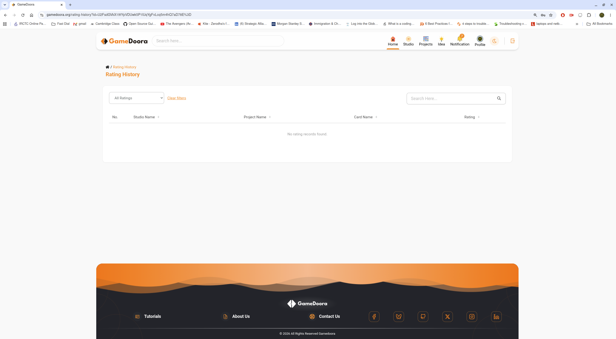 Rating History page