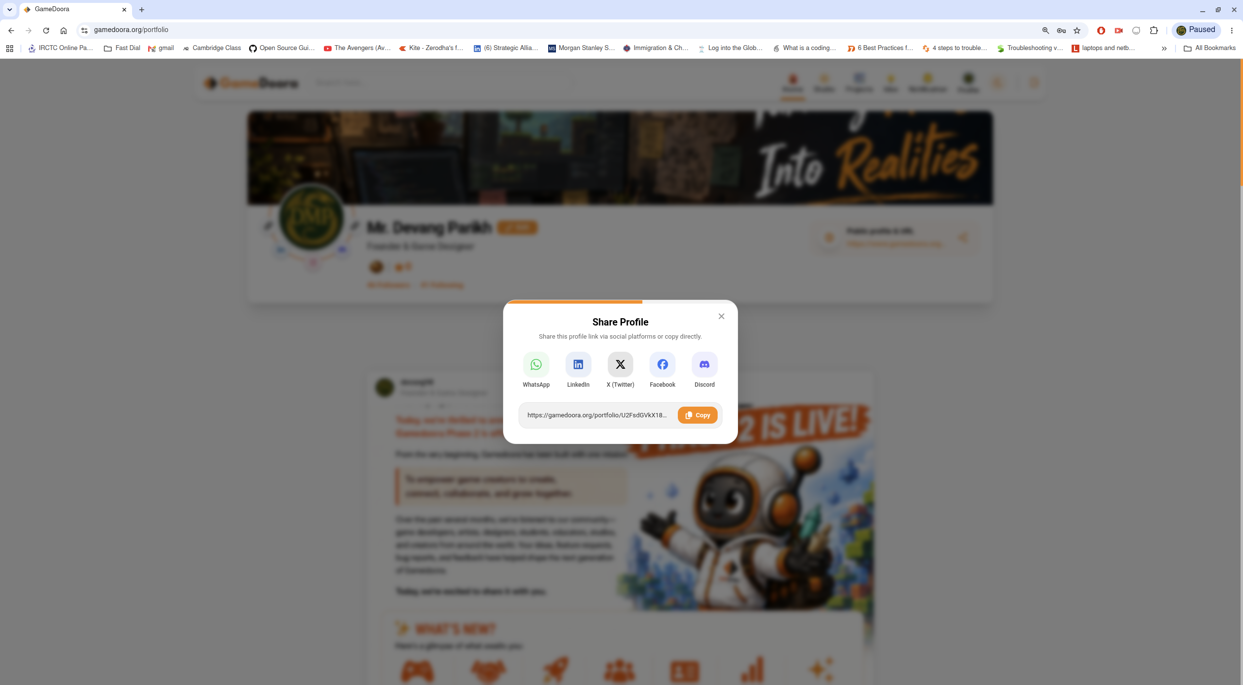 Share Profile modal