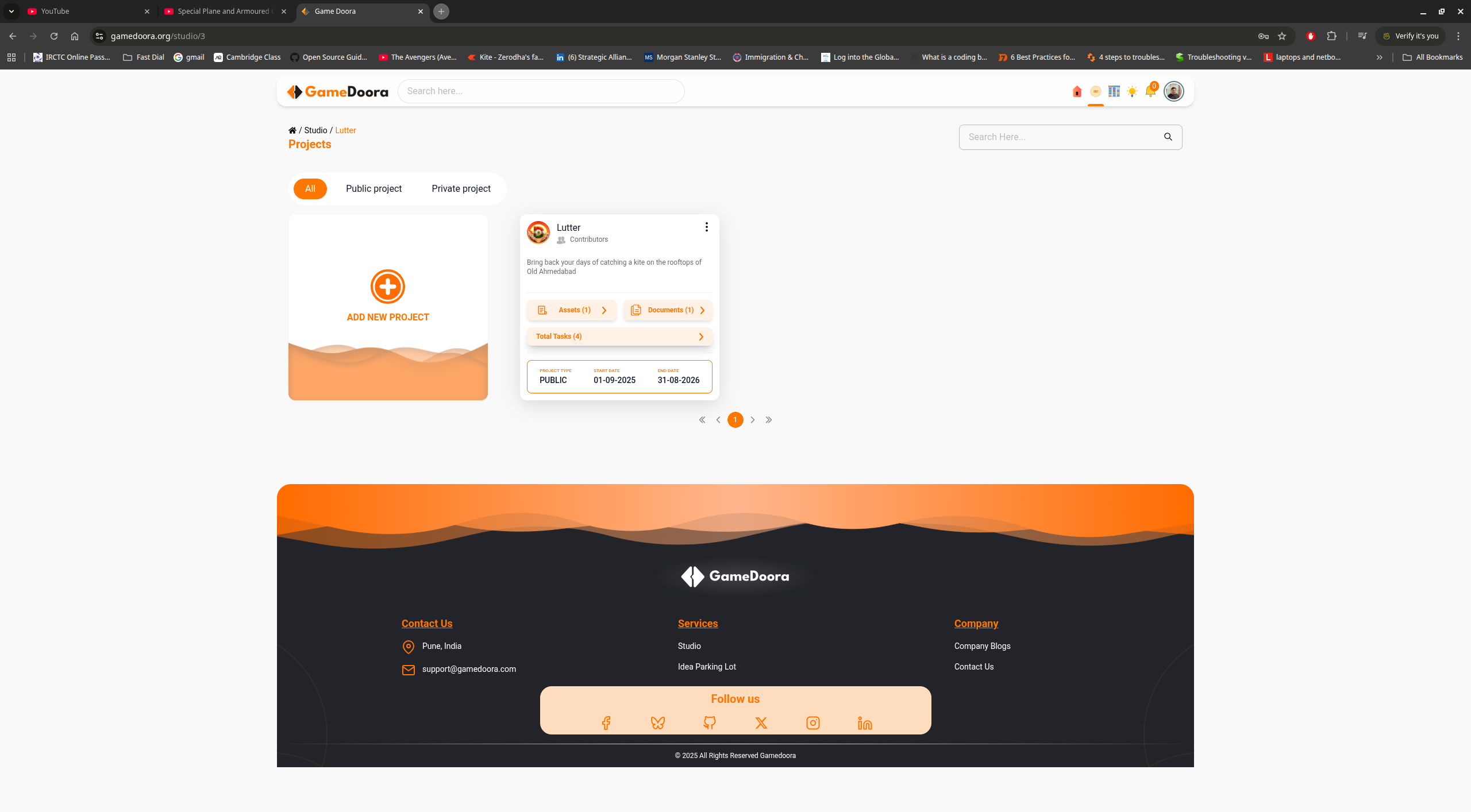 Projects list view