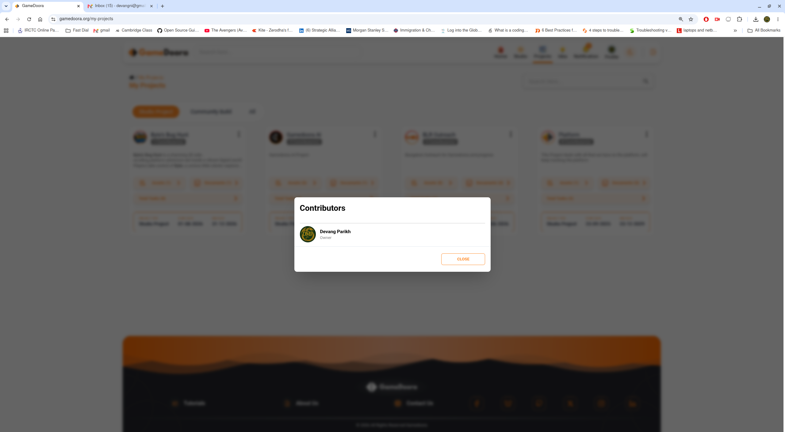 Project contributors view