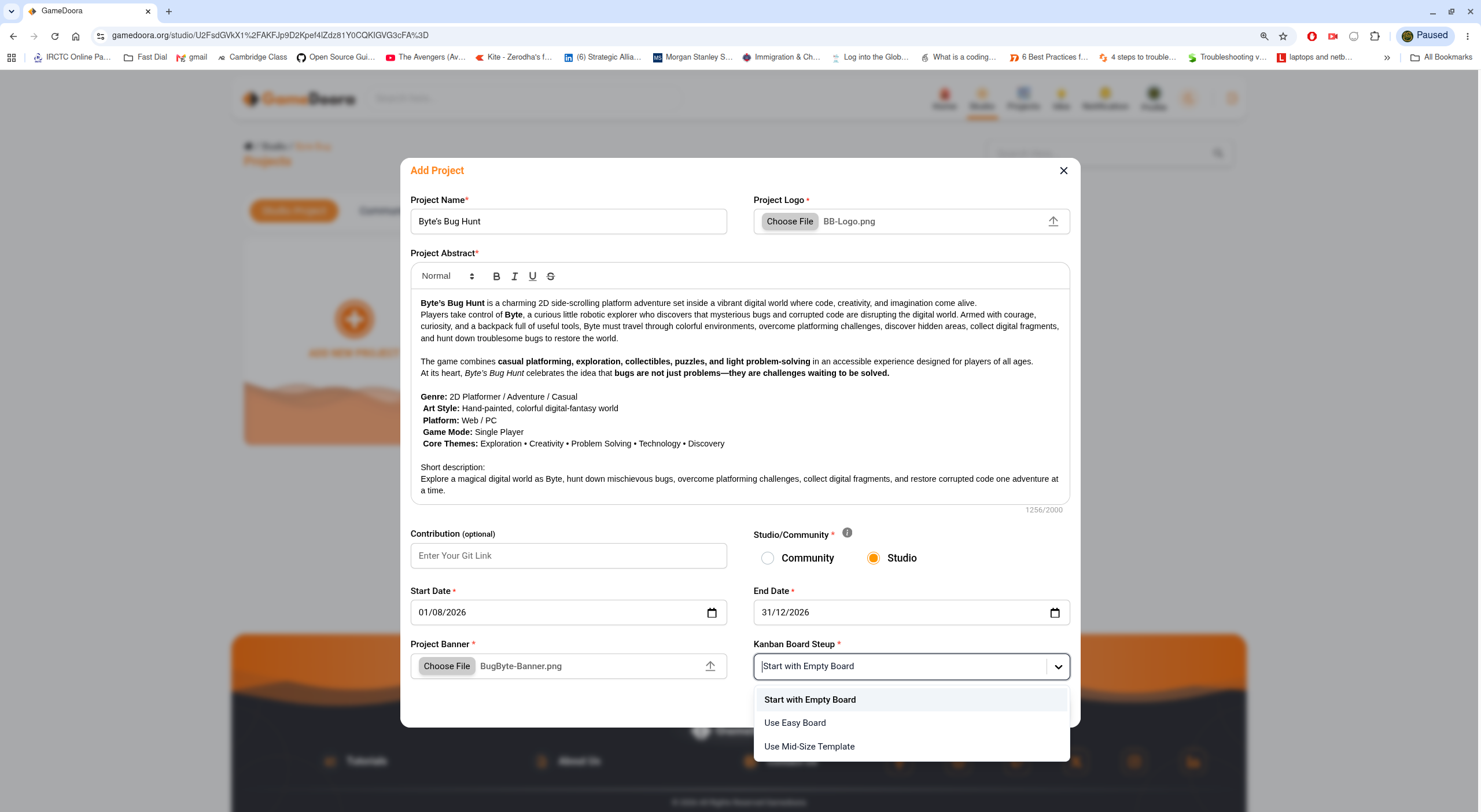 Select Kanban board template