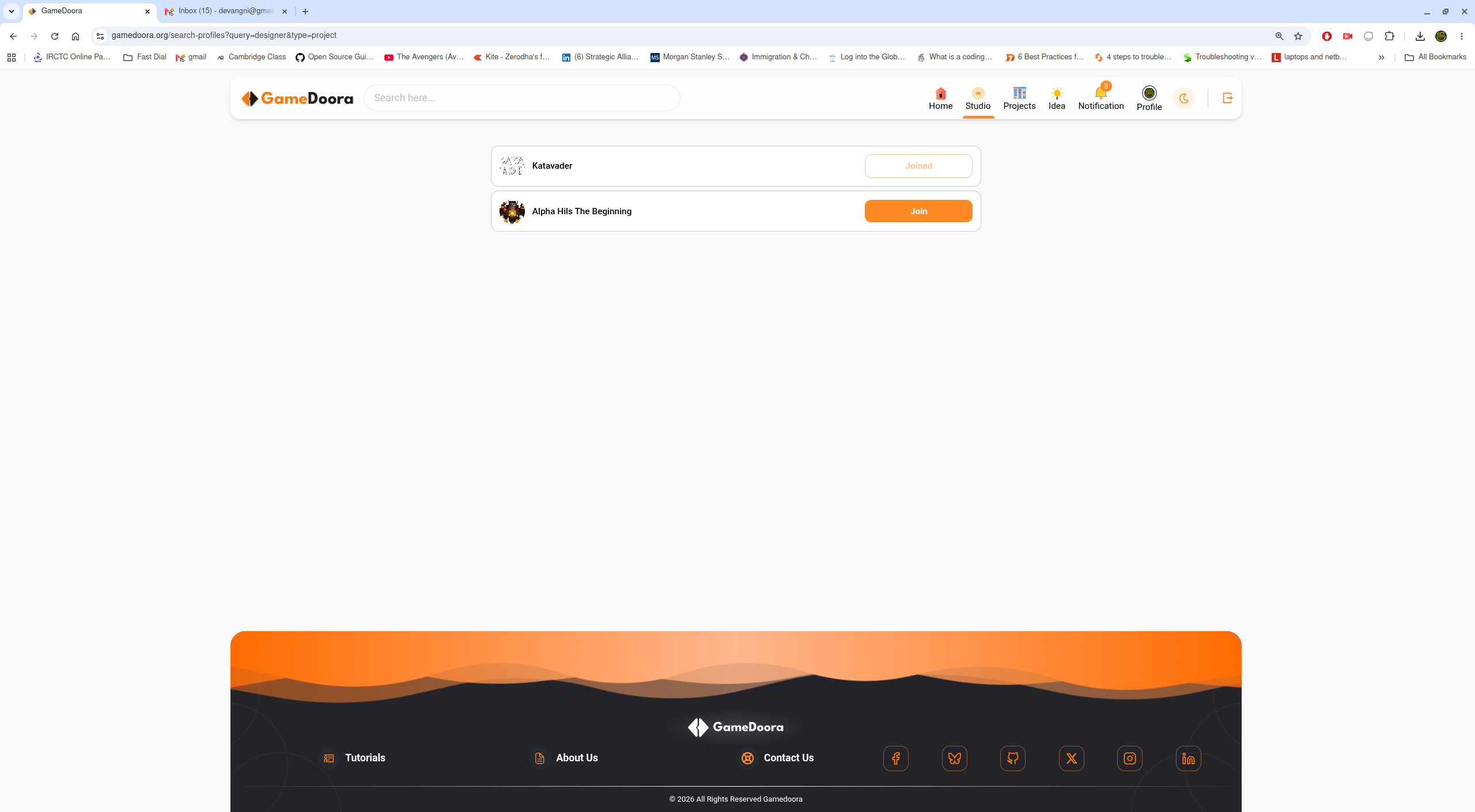 Dedicated Project search results