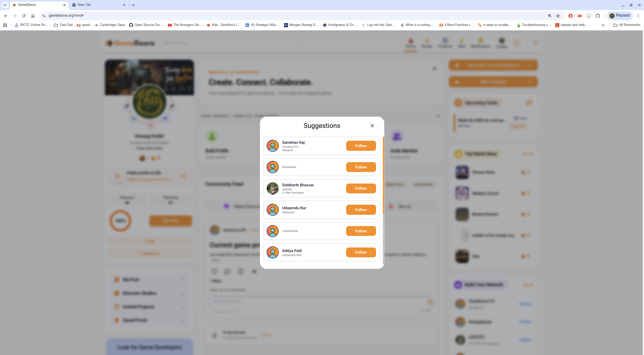 Build Your Network suggestions modal