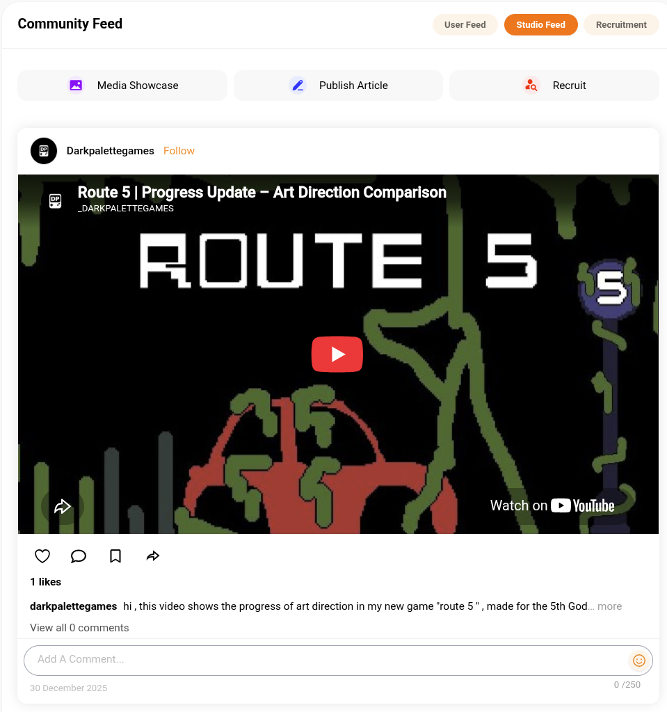 Cross-studio post in Studio Feed