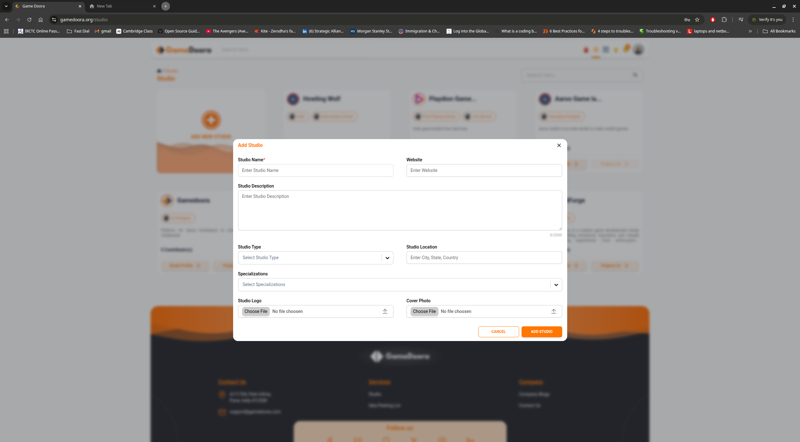 Create studio form