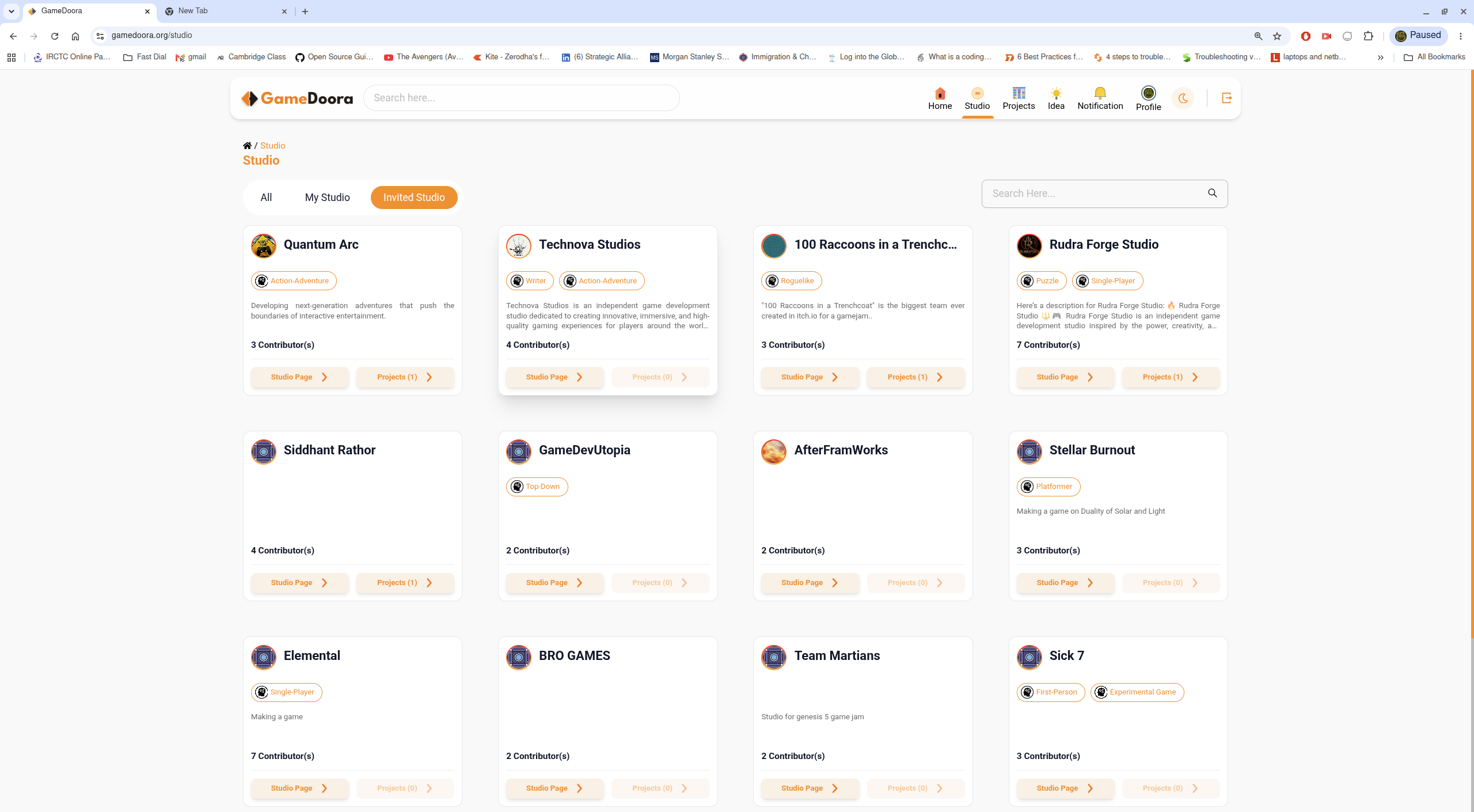 Invited Studio tab